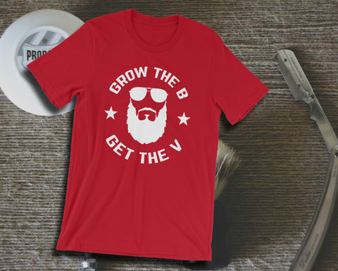 Image of Funny Beard T-shirt - Grow The B Get The V - Unisex Tee