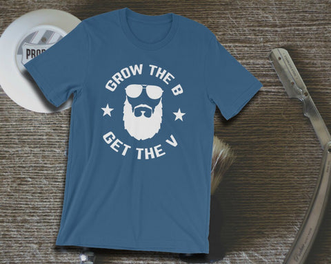 Image of Funny Beard T-shirt - Grow The B Get The V - Unisex Tee