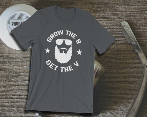 Image of Funny Beard T-shirt - Grow The B Get The V - Unisex Tee