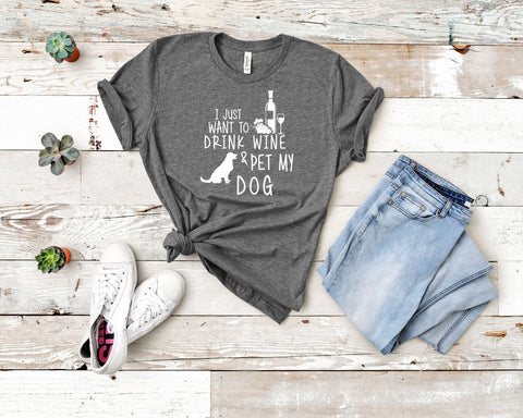 Image of Dog and Wine Lover T-Shirt - Funny Statement Tee for Pet Moms