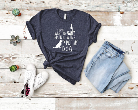 Image of Dog and Wine Lover T-Shirt - Funny Statement Tee for Pet Moms