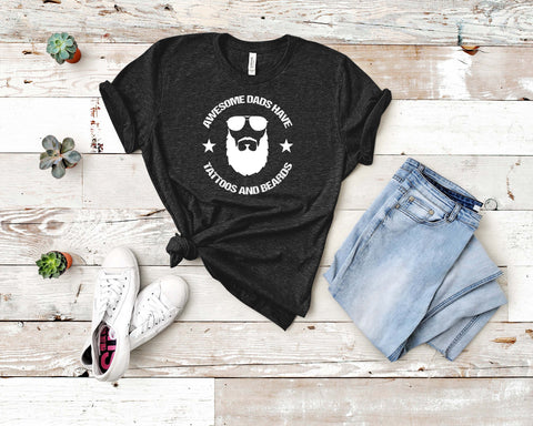 Image of Awesome Dads Have Tattoos And Beards - Unisex Tee