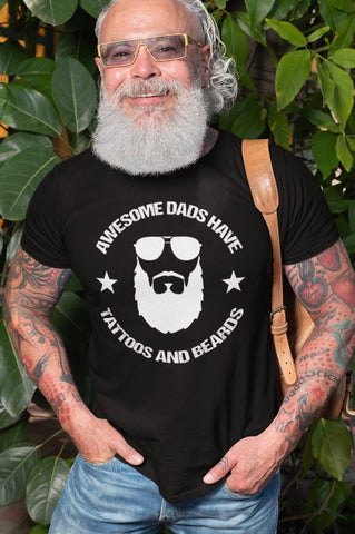 Image of Awesome Dads Have Tattoos And Beards - Unisex Tee