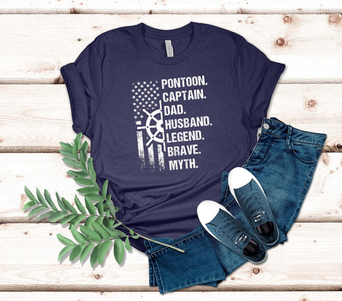 Image of Pontoon Boat Captain T-Shirt for Husband & Dad