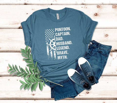 Image of Pontoon Boat Captain T-Shirt for Husband & Dad
