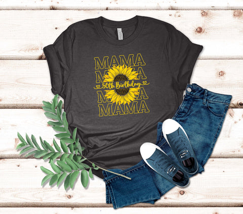 Image of Mama 50th Birthday T-Shirt - Cute Mom Gift Tee