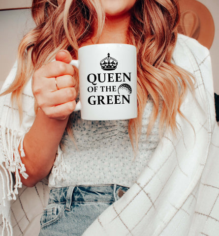 Image of Queen of the Green Golf Coffee Mug for Golf Lovers - Funny Gift for Women