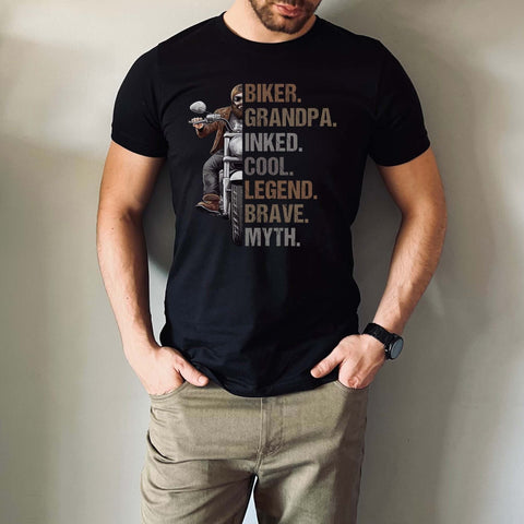 Image of Personalized Biker Grandpa Shirt - Funny Tattoo Lover Gift