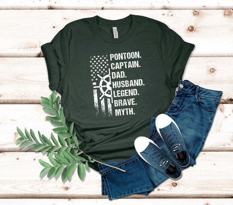 Image of Pontoon Boat Captain T-Shirt for Husband & Dad