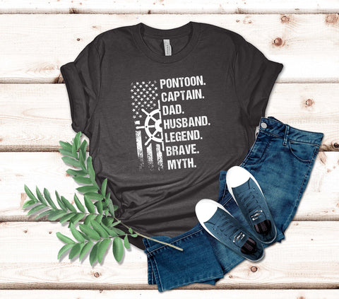 Image of Pontoon Boat Captain T-Shirt for Husband & Dad