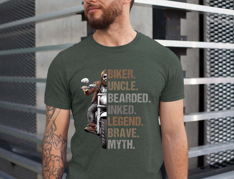 Image of Bearded Uncle Biker T-Shirt - Funny Motorcycle Shirt for Bike Lovers and Uncle - Gift for Bearded Uncle
