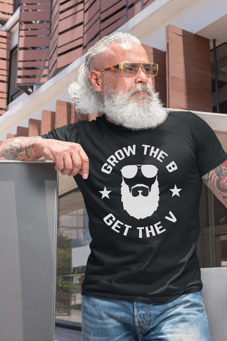 Image of Funny Beard T-shirt - Grow The B Get The V - Unisex Tee