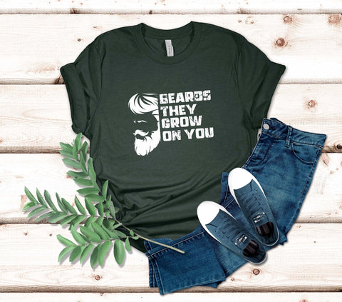 Image of Beard T-Shirt for Him - Funny Gift for Bearded Guys Husband Dad - Fathers Day Mustache Tee