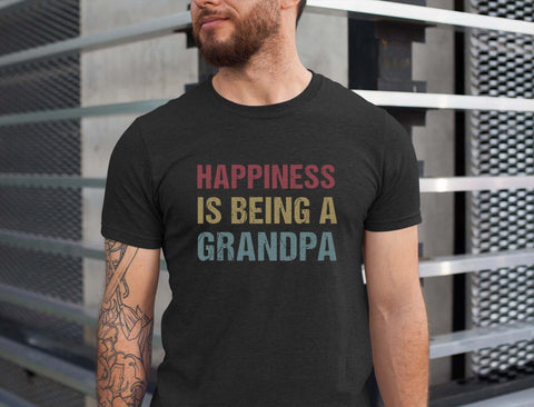 Image of Happiness Is Being A Grandpa T-Shirt - Birthday Fathers Day Gift for Granddad