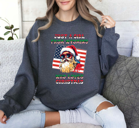 Image of Wyoming USA Xmas Sweatshirt - Funny Santa Claus Christmas Pullover - Xmas Gift Idea