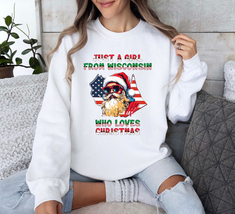 Image of Wisconsin Christmas Sweatshirt - Santa Claus Pullover Xmas Gift for Her