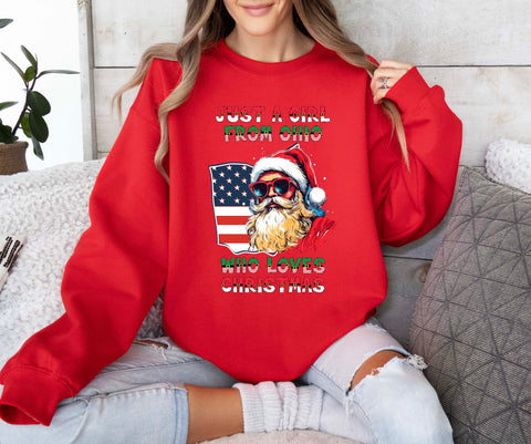 Image of Christmas Pullovers - Ohio Xmas Sweatshirt - USA Xmas Jersey - Santa Claus Sweater for Her and Family Crewneck