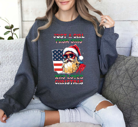 Image of Christmas Pullovers - Ohio Xmas Sweatshirt - USA Xmas Jersey - Santa Claus Sweater for Her and Family Crewneck