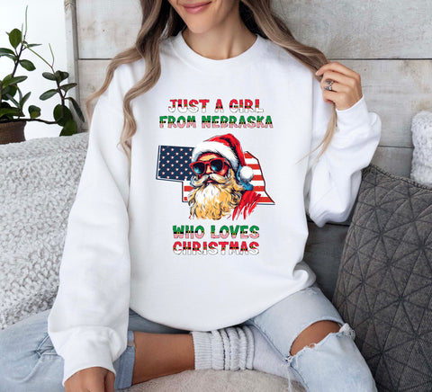 Image of Nebraska Xmas Sweatshirt - Family Christmas Pullover with Santa Claus Print