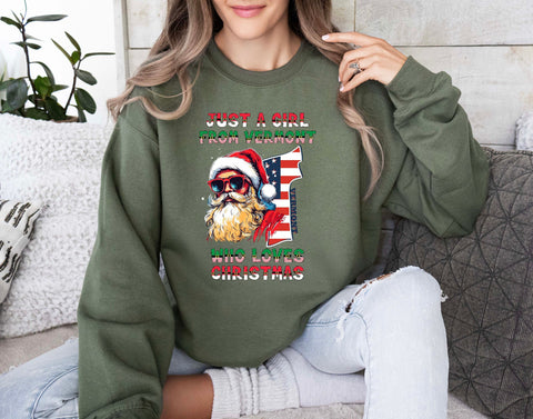 Image of Christmas Sweatshirt - Funny USA Xmas Sweater with Santa Claus - Vermont Gifts
