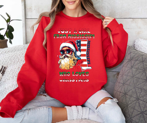 Image of Christmas Mississippi Sweatshirt - USA Xmas Pullover for Women