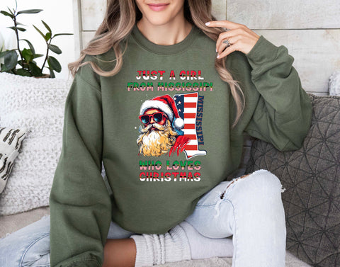 Image of Christmas Mississippi Sweatshirt - USA Xmas Pullover for Women