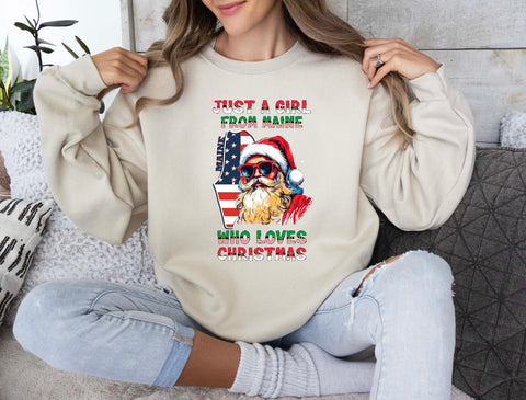 Image of Christmas Sweatshirt - Maine Xmas Pullover with Santa Claus Design