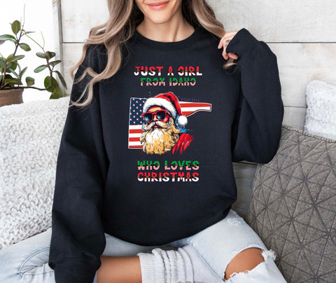 Image of Christmas Sweater - Idaho Xmas Pullover with Santa Claus Design for Women