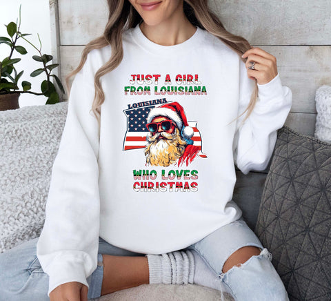 Image of USA Christmas Sweatshirt - Louisiana Xmas Santa Sweater