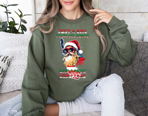 Image of Delaware Christmas Family Crewneck Sweatshirt - Santa Claus Design