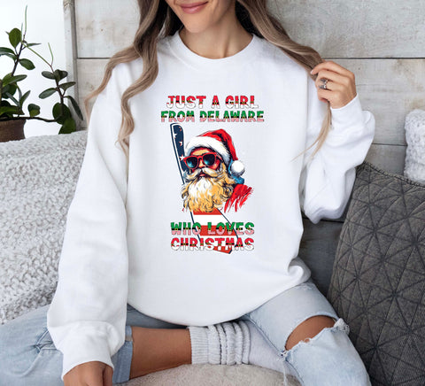 Image of Delaware Christmas Family Crewneck Sweatshirt - Santa Claus Design