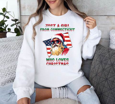 Image of Connecticut Christmas Sweatshirt - Santa Claus Jersey for Her