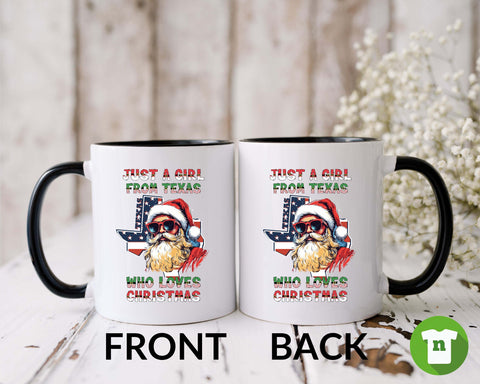 Image of Festive USA Santa Xmas Mug - Texas-Themed Christmas Coffee Mug