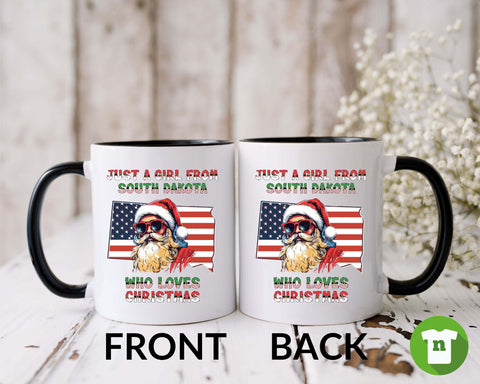Image of South Dakota Christmas Mug - Santa Claus Holiday Coffee Mug for Xmas in USA