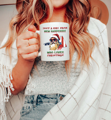 Image of USA Christmas Mug - Santa Claus Xmas Mug - New Hampshire Theme