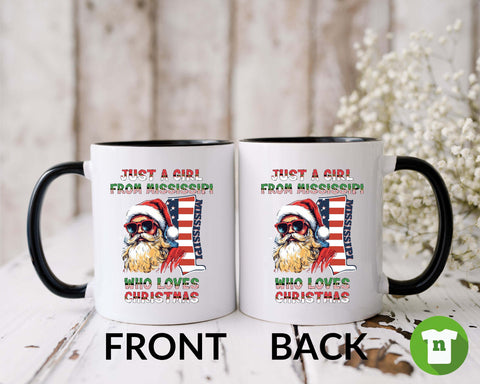 Image of USA Christmas Mug with Santa Claus Design - Festive Xmas Gift Idea for Holiday Season in Mississippi