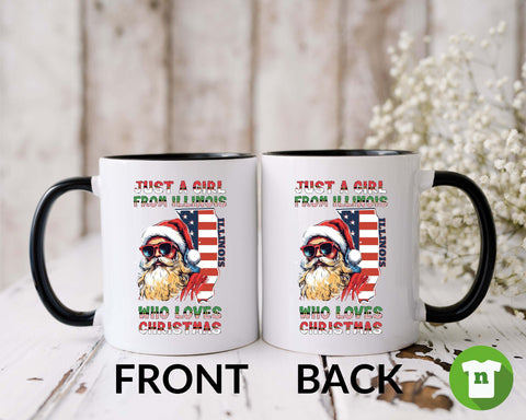 Image of Illinois Christmas Mug - Santa Claus Holiday Xmas Mug