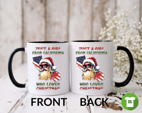 Image of California Christmas Mug - Merry Santa Coffee Xmas Gift - USA Holiday Mugs