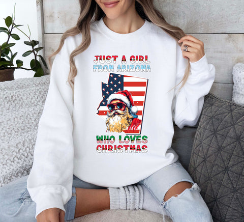 Image of Arizona Xmas Sweatshirt - USA Christmas Pullovers for Women - Santa Claus Design - 2023 Holiday Edition