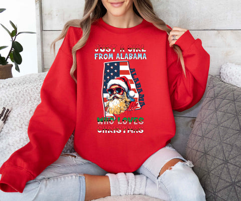 Image of Christmas Sweatshirt - Funny Alabama Santa Claus Pullover