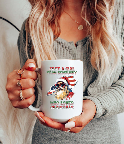 Image of Kentucky Christmas Coffee Mug - Santa Claus Holiday Xmas Mug with Funny Design