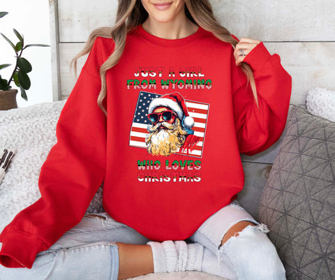 Image of Wyoming USA Xmas Sweatshirt - Funny Santa Claus Christmas Pullover - Xmas Gift Idea