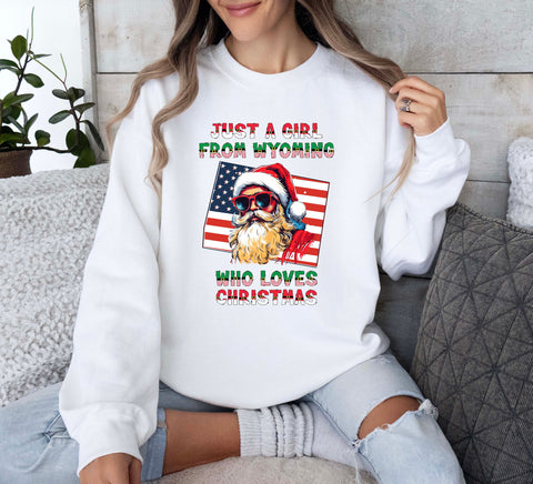 Image of Wyoming USA Xmas Sweatshirt - Funny Santa Claus Christmas Pullover - Xmas Gift Idea
