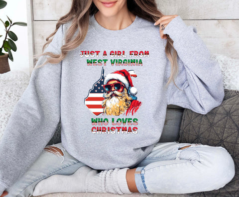 Image of Christmas West Virginia Sweatshirt - Xmas Santa Sweater - USA Gift Idea
