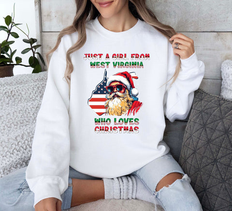 Image of Christmas West Virginia Sweatshirt - Xmas Santa Sweater - USA Gift Idea