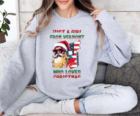 Image of Christmas Sweatshirt - Funny USA Xmas Sweater with Santa Claus - Vermont Gifts
