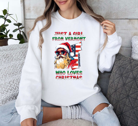 Image of Christmas Sweatshirt - Funny USA Xmas Sweater with Santa Claus - Vermont Gifts