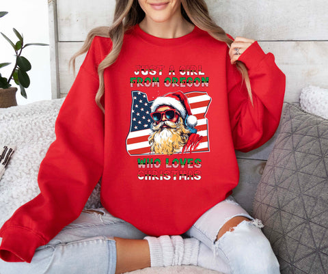 Image of Santa Claus Xmas Sweatshirt - Oregon Christmas Sweater for Her