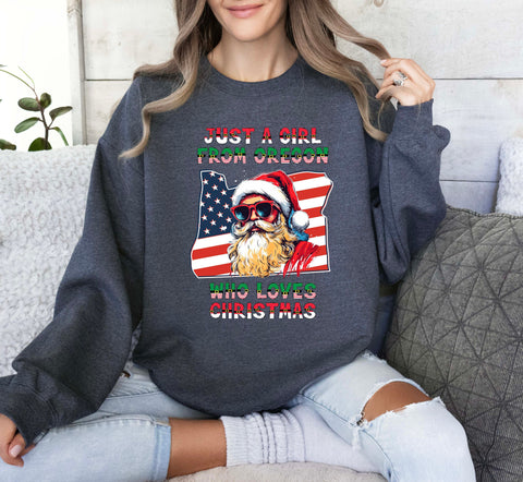 Image of Santa Claus Xmas Sweatshirt - Oregon Christmas Sweater for Her