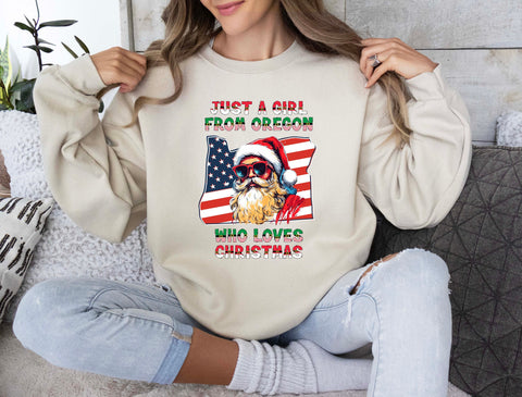 Image of Santa Claus Xmas Sweatshirt - Oregon Christmas Sweater for Her